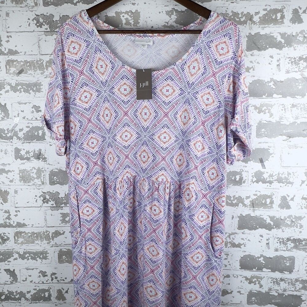 J.Jill Babydoll‎ Dress Sz XL Moroccan Medallion Soft Stretch Pockets - Picture 3 of 16